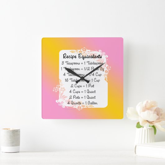 測定等価キッチンヘルパーフローラ スクエア壁時計 (ホーム)