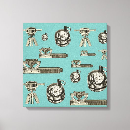 測量用測量ヴィンテージツールコンパス キャンバスプリント (正面)