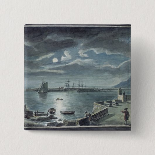 港およびCobb、月光によるLyme Regis 缶バッジ (正面)
