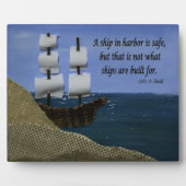 港に停泊する船やる気を起こさせる引用文 フォトプラーク (正面)