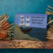 港に停泊する船やる気を起こさせる引用文 フォトプラーク (側面)