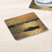 港に買は金が幸せ舟 スクエアペーパーコースター (アングル)