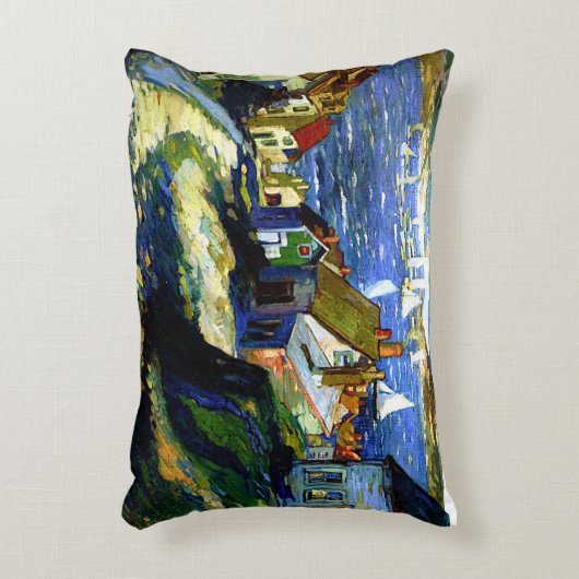 港のそばの帆船素晴らしアト絵画ル アクセントクッション (正面(垂直))