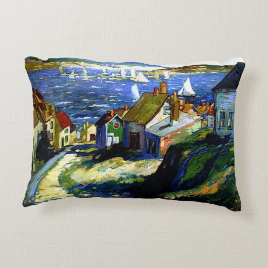 港のそばの帆船素晴らしアト絵画ル アクセントクッション (裏面)