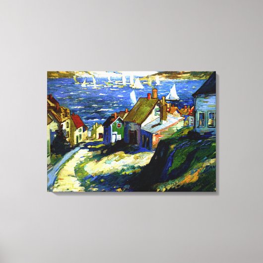 港のそばの帆船素晴らしアト絵画ル キャンバスプリント (正面)