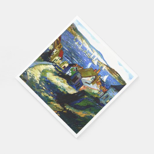 港のそばの帆船素晴らしアト絵画ル スタンダードランチョンナプキン (角)