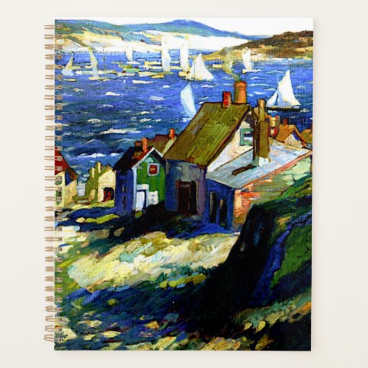 港のそばの帆船素晴らしアト絵画ル プランナー手帳 (正面)