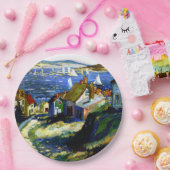 港のそばの帆船素晴らしアト絵画ル ペーパープレート (パーティー)