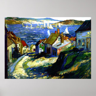 港のそばの帆船素晴らしアト絵画ル ポスター