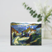 港のそばの帆船素晴らしアト絵画ル ポストカード (スタンド正面)