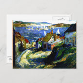 港のそばの帆船素晴らしアト絵画ル ポストカード (正面/裏面)