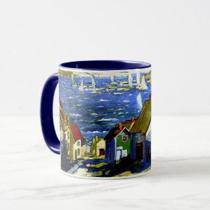 港のそばの帆船素晴らしアト絵画ル マグカップ