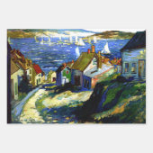 港のそばの帆船素晴らしアト絵画ル ラッピングペーパーシート (正面3)