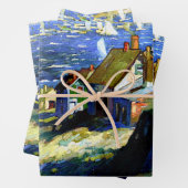 港のそばの帆船素晴らしアト絵画ル ラッピングペーパーシート (インサイチュ)