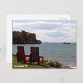 港のオースティンミシガン州ヒューロン湖Saginaw湾のビーチ ポストカード (正面/裏面)