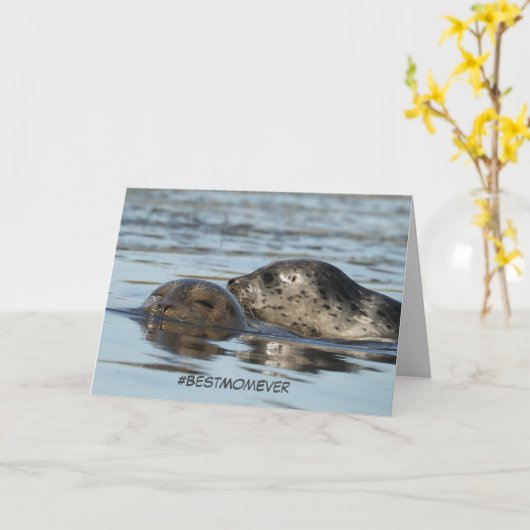 港のシールを貼った母の日のカード カード (黄色い花)