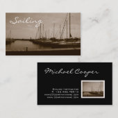 港のセピア色を航海するボートの名刺 名刺 (正面/裏面)