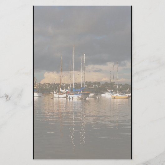 港のボート場面文房具 便箋 (正面)