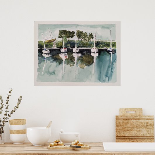 港のボート ポスター (キッチン)