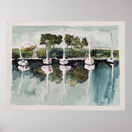 港のボート ポスター