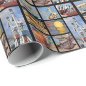 港のポスターのオブジェクトのモザイク写真 ラッピングペーパー (ロールコーナー)