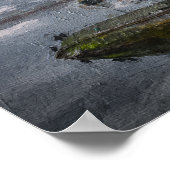 港の沈下、油絵の古いボート ポスター (角)