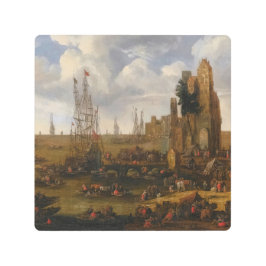 港の風景の忙し見え方 メタルプリント