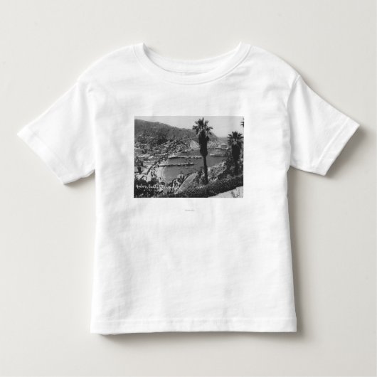 港のAvalonのカリフォルニアサンタCatalinaの島の眺め トドラーTシャツ (正面)