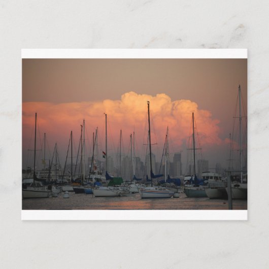 港内のボート ポストカード (正面)