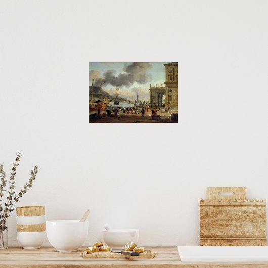 港地中海のの風景 ポスター (キッチン)