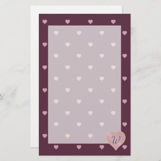 港文房具のハート内の星 便箋 (正面/裏面)