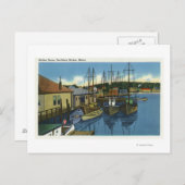 港湾内にドッキングした帆船の見解 ポストカード (正面/裏面)