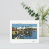 港湾内にドッキングした帆船の見解 ポストカード (スタンド正面)