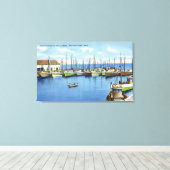 港湾内魚釣り艦隊の見解 キャンバスプリント (インサイチュ (ウッドフロア))