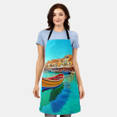 港鮮やか港地中海の港 エプロン (着用した状態)