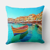 港鮮やか港地中海の港 クッション (裏面)