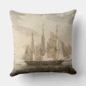 港1805年の船(キャンバスの油) クッション (裏面)