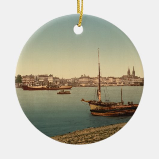 港、ボルドー、フランス セラミックオーナメント (正面)