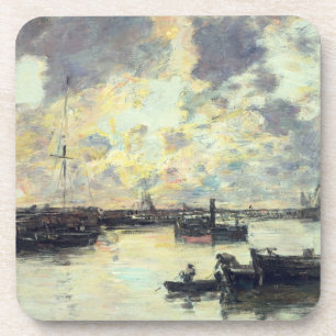港、c.1895 (パネルの油) コースター