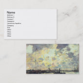 港、c.1895 (パネルの油) 名刺 (正面/裏面)