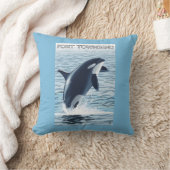 港TownsendのWashingtonOrcaの跳躍 クッション (ブランケット)