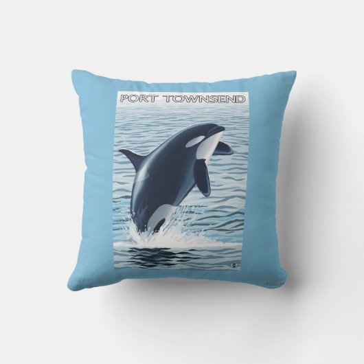 港TownsendのWashingtonOrcaの跳躍 クッション (裏面)