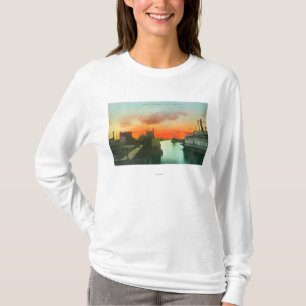 港ViewStockton、カリフォルニアの日没 Tシャツ