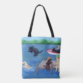 湖おもしろいラブラドール絵を描ズトート トートバッグ (裏面)