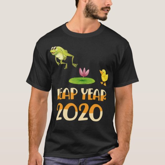 湖おもしろい動物2020年2月29日うるう犬 Tシャツ (正面)