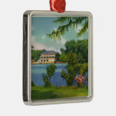 湖およびカジノのCazenovia公園の眺め メタルオーナメント (右)