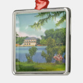 湖およびカジノのCazenovia公園の眺め メタルオーナメント (左)