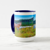 湖および森林場面によるPalominoのまだら馬 マグカップ (正面左)