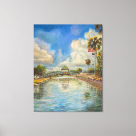 湖からの歩く橋のビュー キャンバスプリント