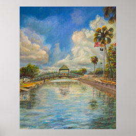 湖からの歩く橋のビュー ポスター